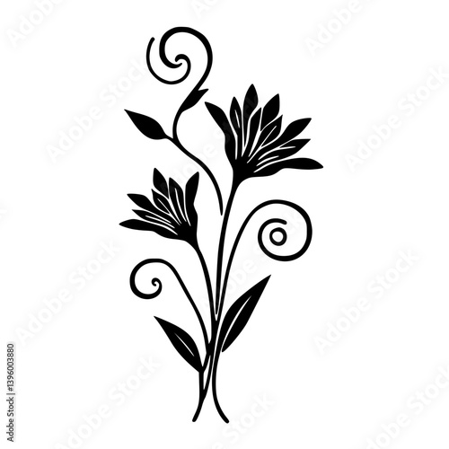 Elegant Black and White Floral Vector Illustration