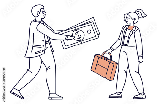 Handing Over Money Financial Exchange Concept