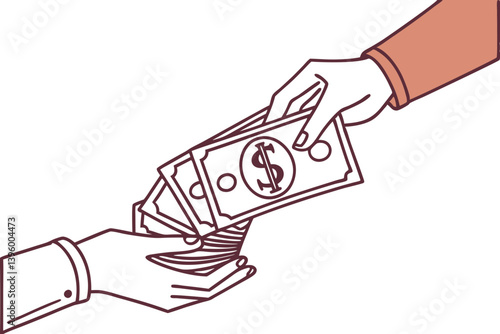 Handing Over Money Financial Exchange Concept