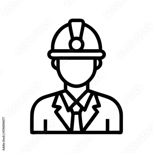 Engineer Wearing Helmet Front View Icon Design