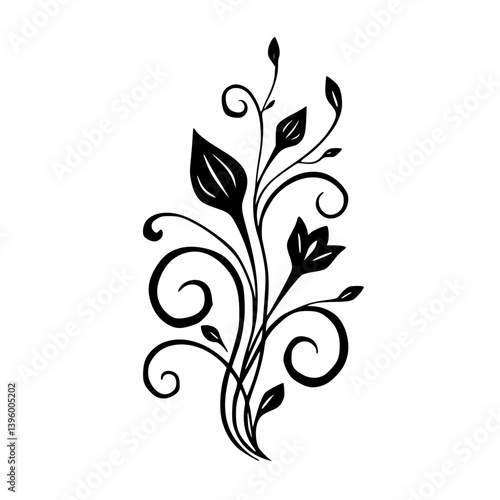Elegant Black Floral Vector Design on White Background