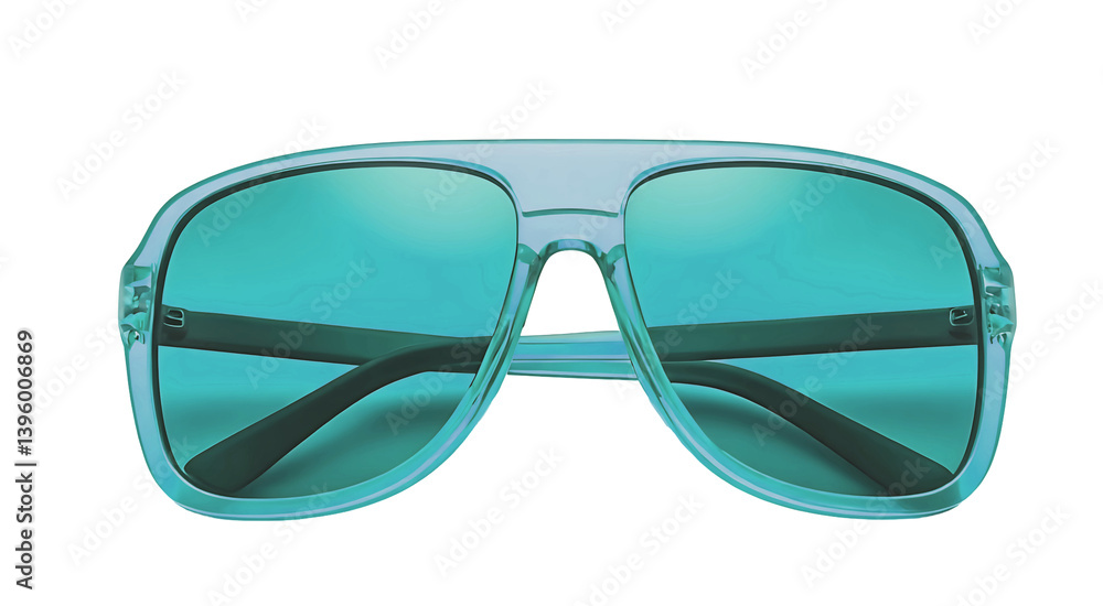 Modern sunglasses in blue. Protection and fashion for the summer. White or transparent background. Isolated. 3D render, Modern sunglasses in blue. Protection and fashion for the summer. White or transparent background. Isolated. 3D render,