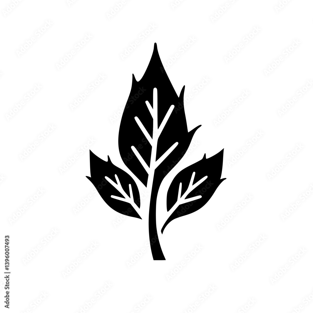 Black & White Leaf Icon: Simple, Elegant Nature Design Black & White Leaf Icon: Simple, Elegant Nature Design