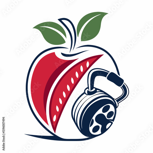 Apple combined with a kettlebell in a seamless logo
