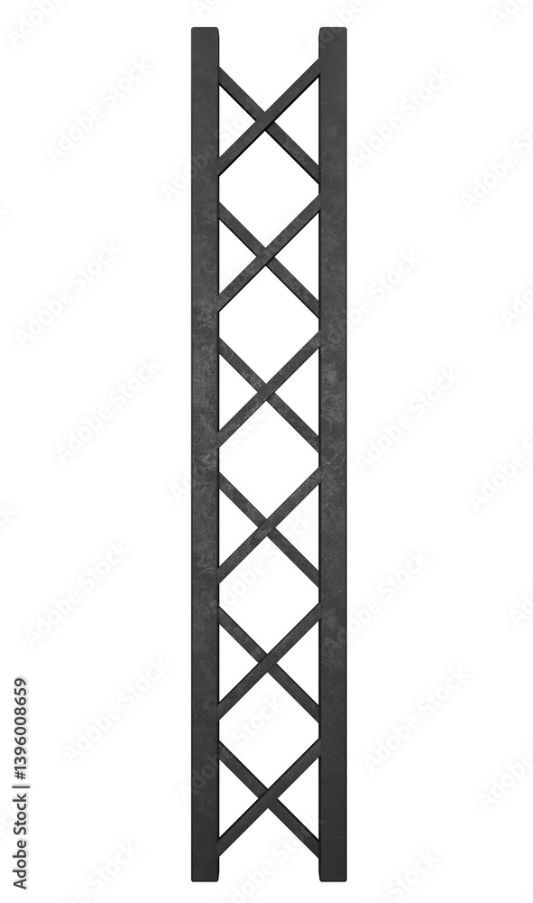 Narrow Industrial Steel Column with Cross Bracing Structure 3D Render Narrow Industrial Steel Column with Cross Bracing Structure 3D Render