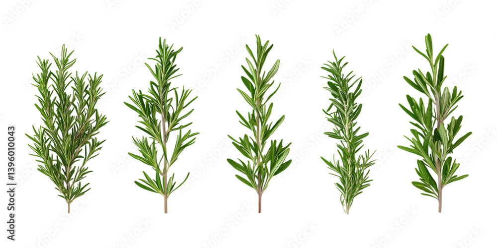 Fototapeta premium Pack Rosemary Set in Different Poses Against Transparent Background for Culinary Branding, Herbal Medicine, or Organic Design