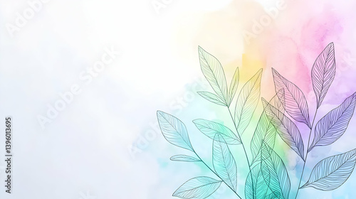 Abstract Watercolor Leaves Design With Pastel Colors