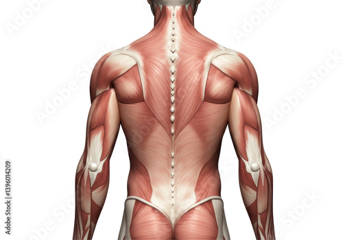 Isolated Human Muscle Anatomy Back View Detail