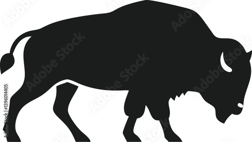 American Bison Silhouette, Wild Animal, Plains Buffalo Icon