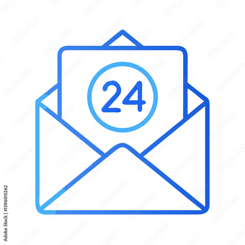 Envelope With 24 Hour Service Badge Icon Design Envelope With 24 Hour Service Badge Icon Design