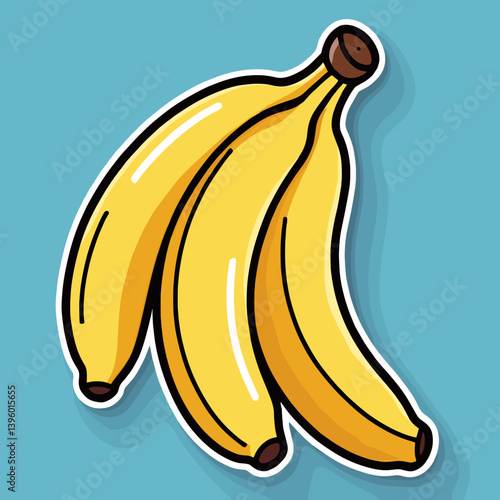 vibrant yellow bananas on blue background  stock illustration