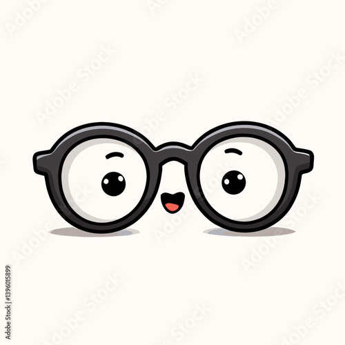 cute cartoon glasses character with black frame