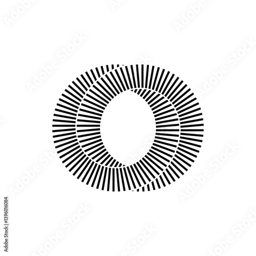 Two intertwined rings of repeating lines. Vector symbol