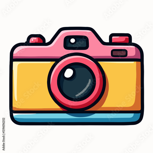 pink and yellow polaroid camera icon