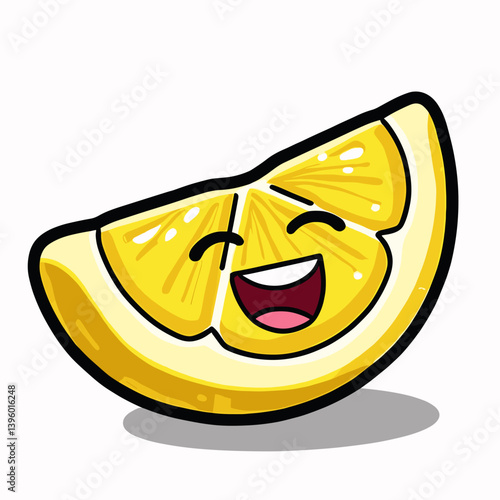 happy lemon illustration with yellow skin and green rind