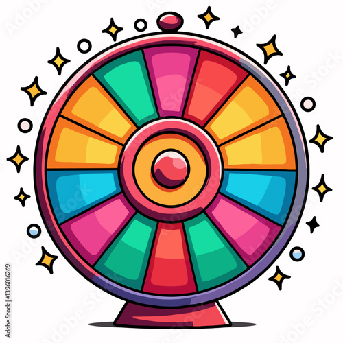 vibrant wheel of fortune with colorful prizes