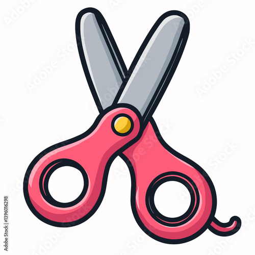 pink scissors cutting cartoon illustration