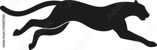 Black Panther Silhouette Graceful Leap, Wild Cat, Running Animal
