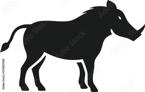 Silhouette of a Warthog, African Wildlife, Mammal Icon