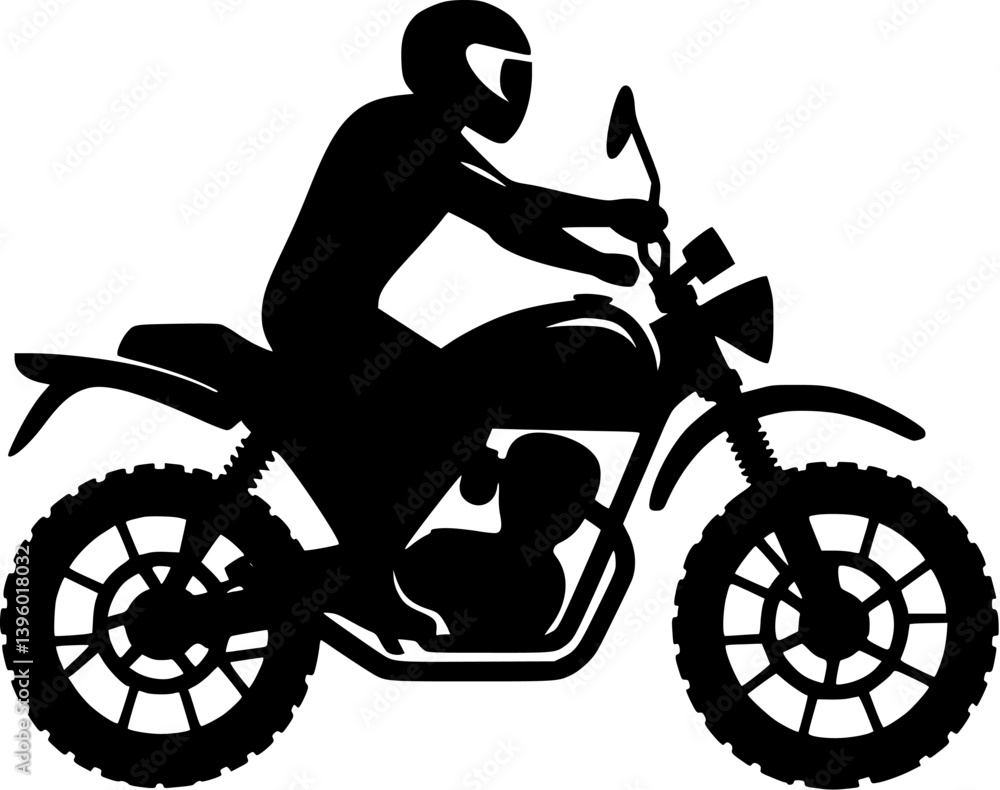 Fototapeta premium Silhouette of a Motorcyclist on an Adventure Bike