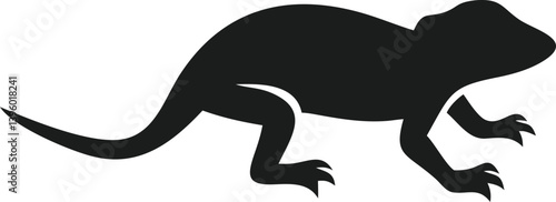 Silhouette Lizard Reptile Icon, Black Animal Graphic
