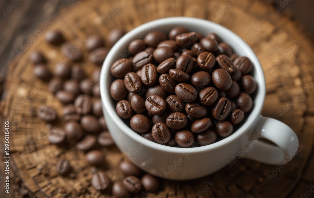 Fototapeta premium Mug Filled with Roasted Coffee Beans