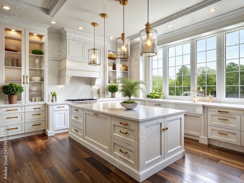 Luxurious White Wood Cabinets & Drawers in Modern Home Interior