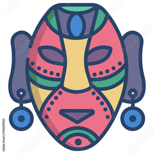 Linear color African Mask icon