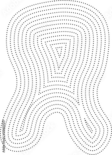 Rounded organic shape with concentric dotted curves loosely resembling a soft molar form.