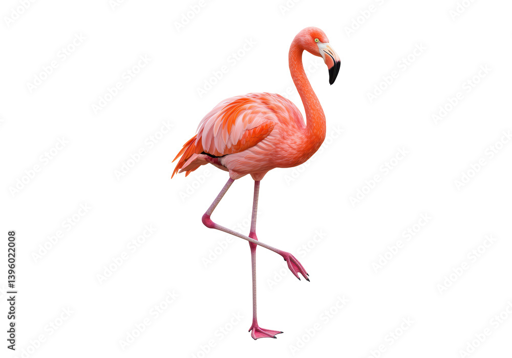 Fototapeta premium Isolated Flamingo Standing on One Leg