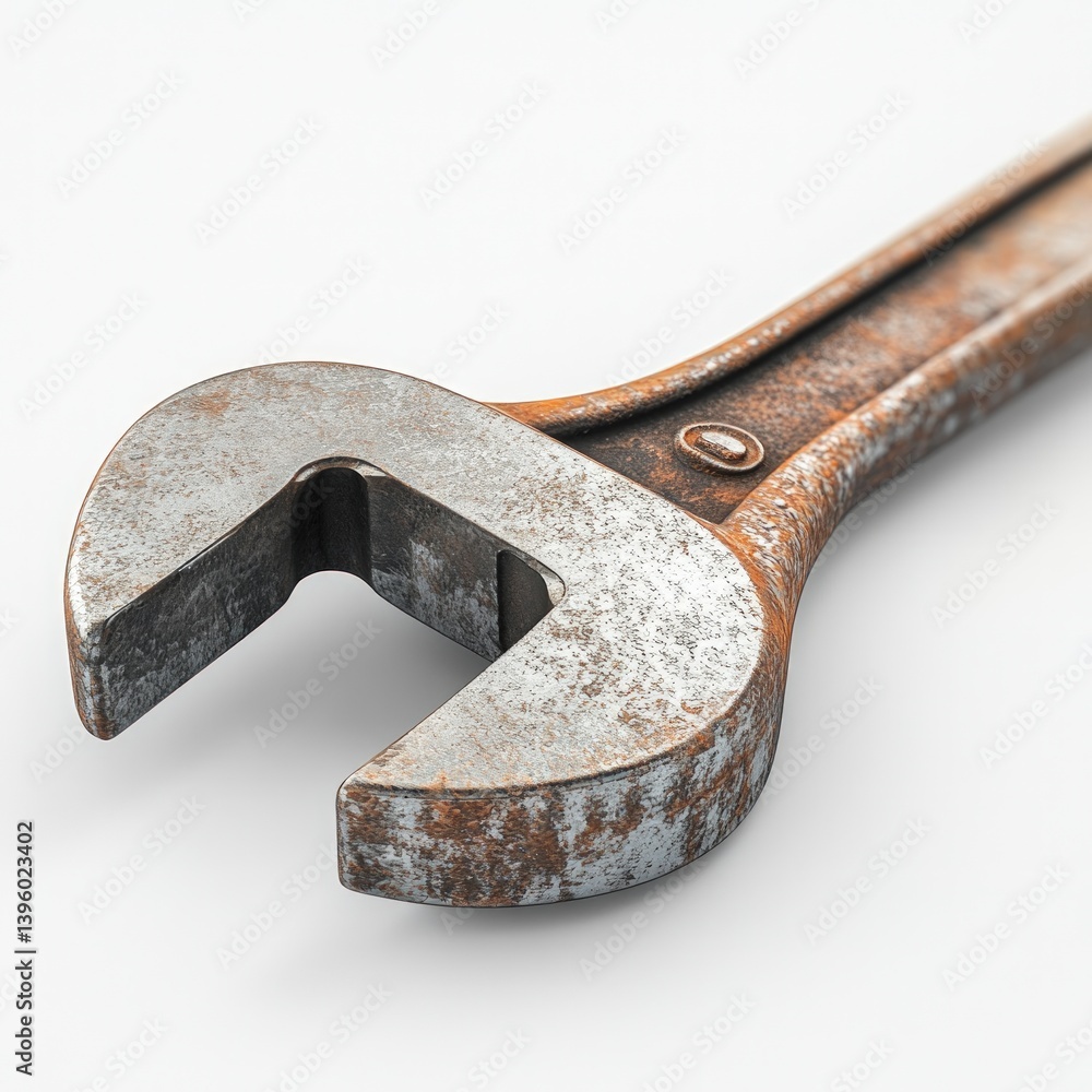 A basic wrench with adjustable jaw, isolated on white background A basic wrench with adjustable jaw, isolated on white background
