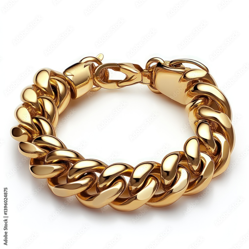 Obraz premium A chunky gold bracelet, isolated on white background