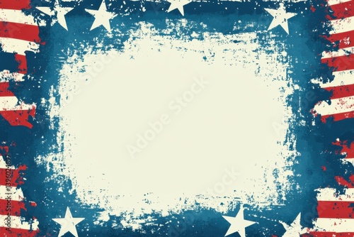 Patriotic frame with stars and stripes creating a border for a central blank space for or images