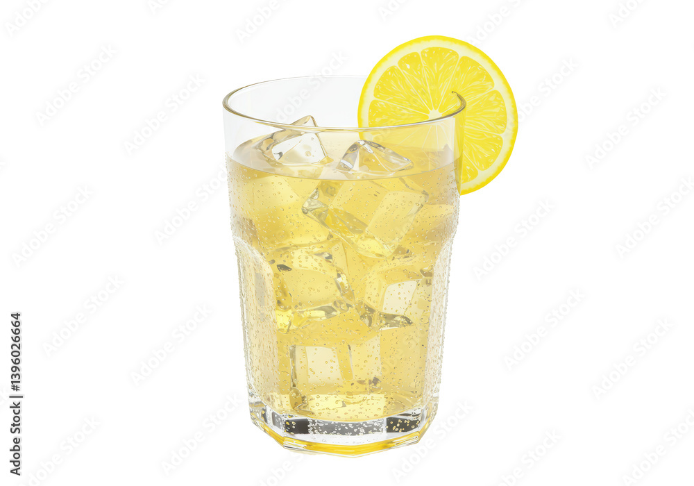 Isolated Glass of Lemonade with Ice Cubes and Lemon Slice Isolated Glass of Lemonade with Ice Cubes and Lemon Slice
