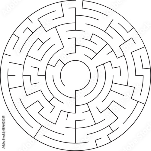 Circular Maze Puzzle Complex Labyrinth, Paths, Challenge, Solution, Game, Concentric, Rings, Walls, 