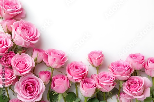 Fototapeta Naklejka Na Ścianę i Meble -  white background pink roses border image  
