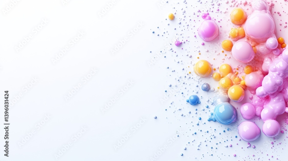 Abstract colorful bubble explosion on white background Abstract colorful bubble explosion on white background