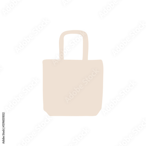 Cloth totebag with handle. Canvas bag mockup. Vector illustration