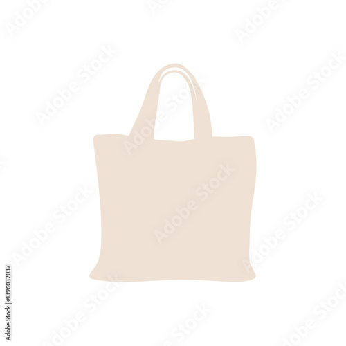 Cloth totebag with handle. Canvas bag mockup. Vector illustration