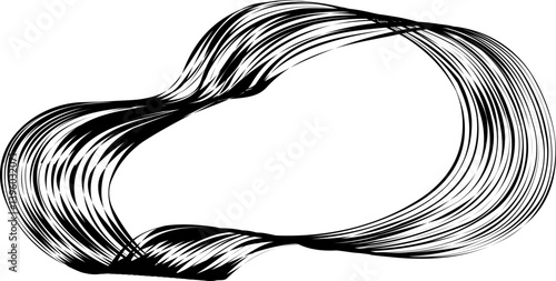 Circular organic outline formed by natural smooth curves with textured flowing motion.