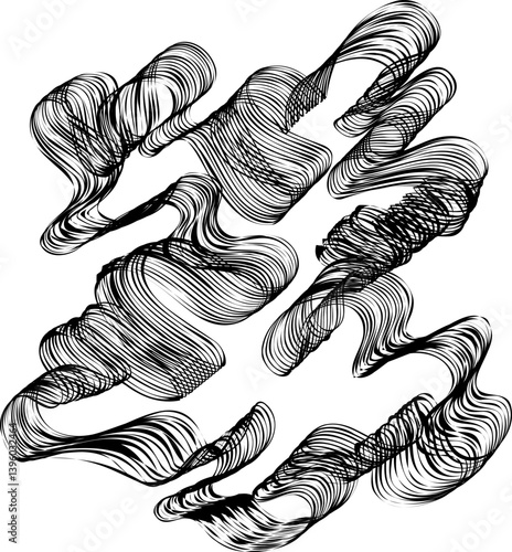 Textured circular outline with multiple protruding curves forming a complex flowing border.