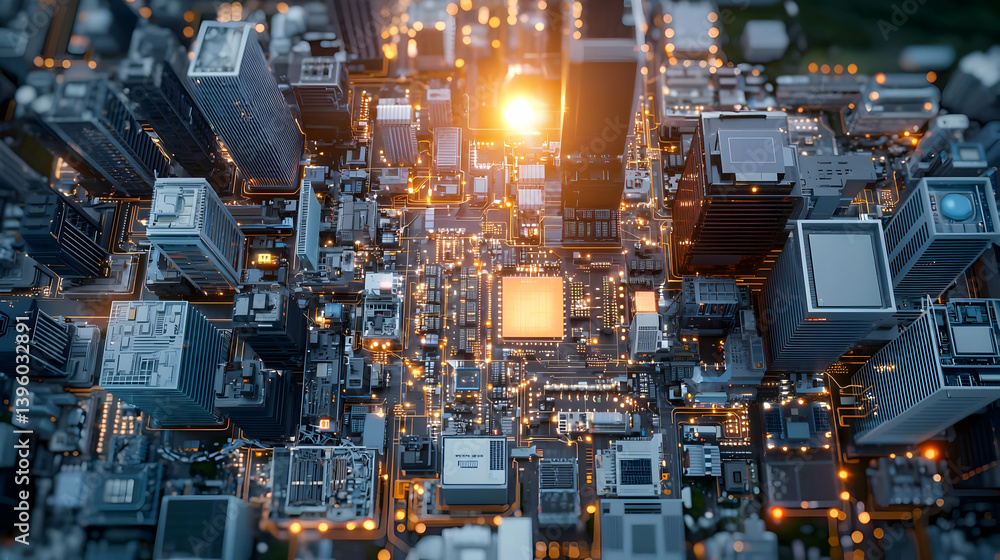 Abstract Futuristic Cityscape Aerial View Abstract Futuristic Cityscape Aerial View
