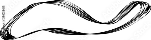 Playful irregular shape formed by curving lines flowing in a rounded path with organic movement and textured outer edges.