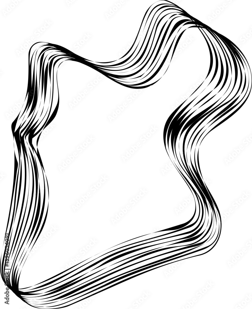 Obraz premium Freeform irregular circular frame designed with layered textured lines and flowing curves creating organic movement.