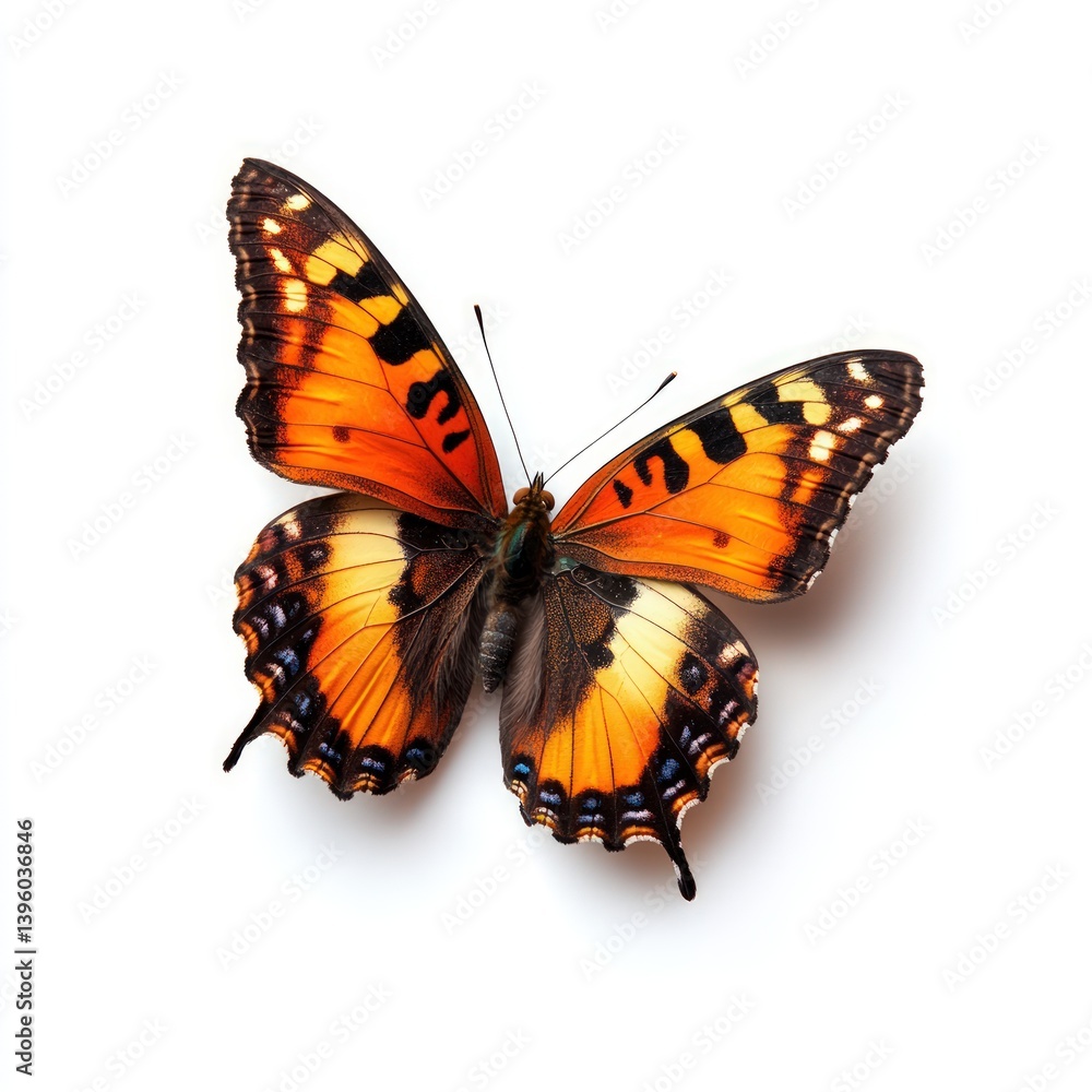 Naklejka premium Butterfly with open wings, isolated on white background