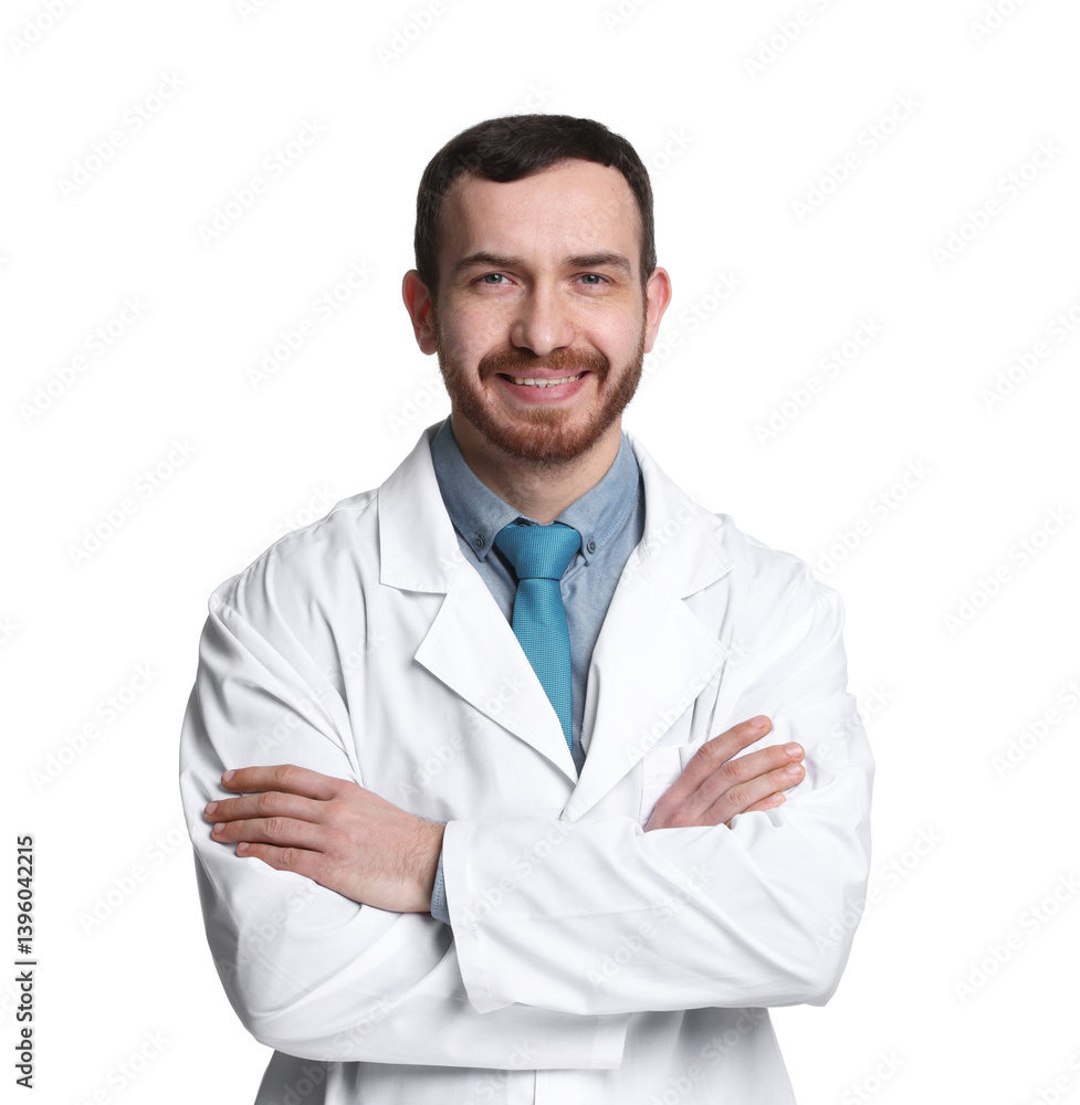 Portrait of professional dentist on white background Portrait of professional dentist on white background