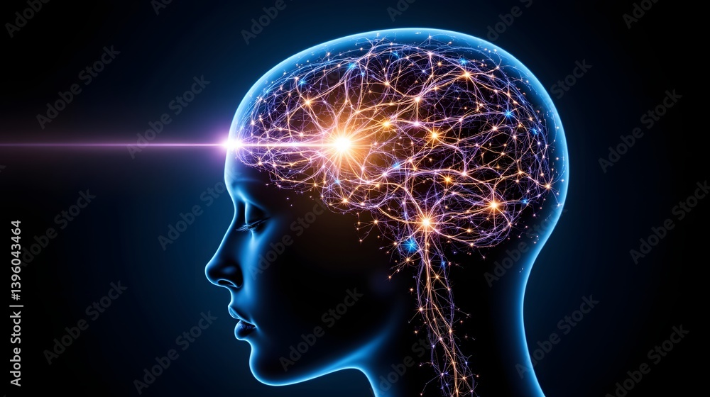 Artistic Interpretation of Human Brain with Neural Connections and Light Artistic Interpretation of Human Brain with Neural Connections and Light