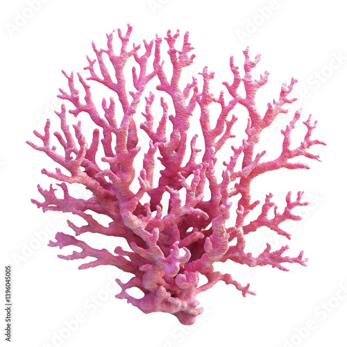 Close up of a pink coral structure against on transparent background