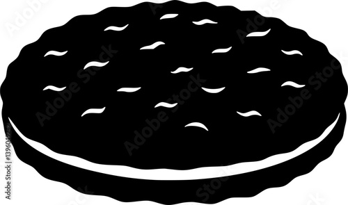 Round cookie with chocolate drops vector illustration