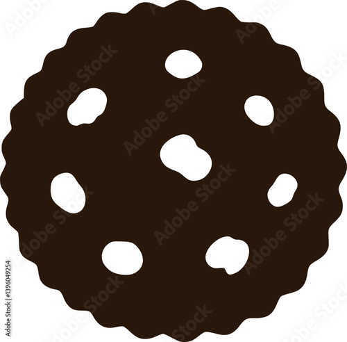 Round cookie with chocolate drops vector illustration